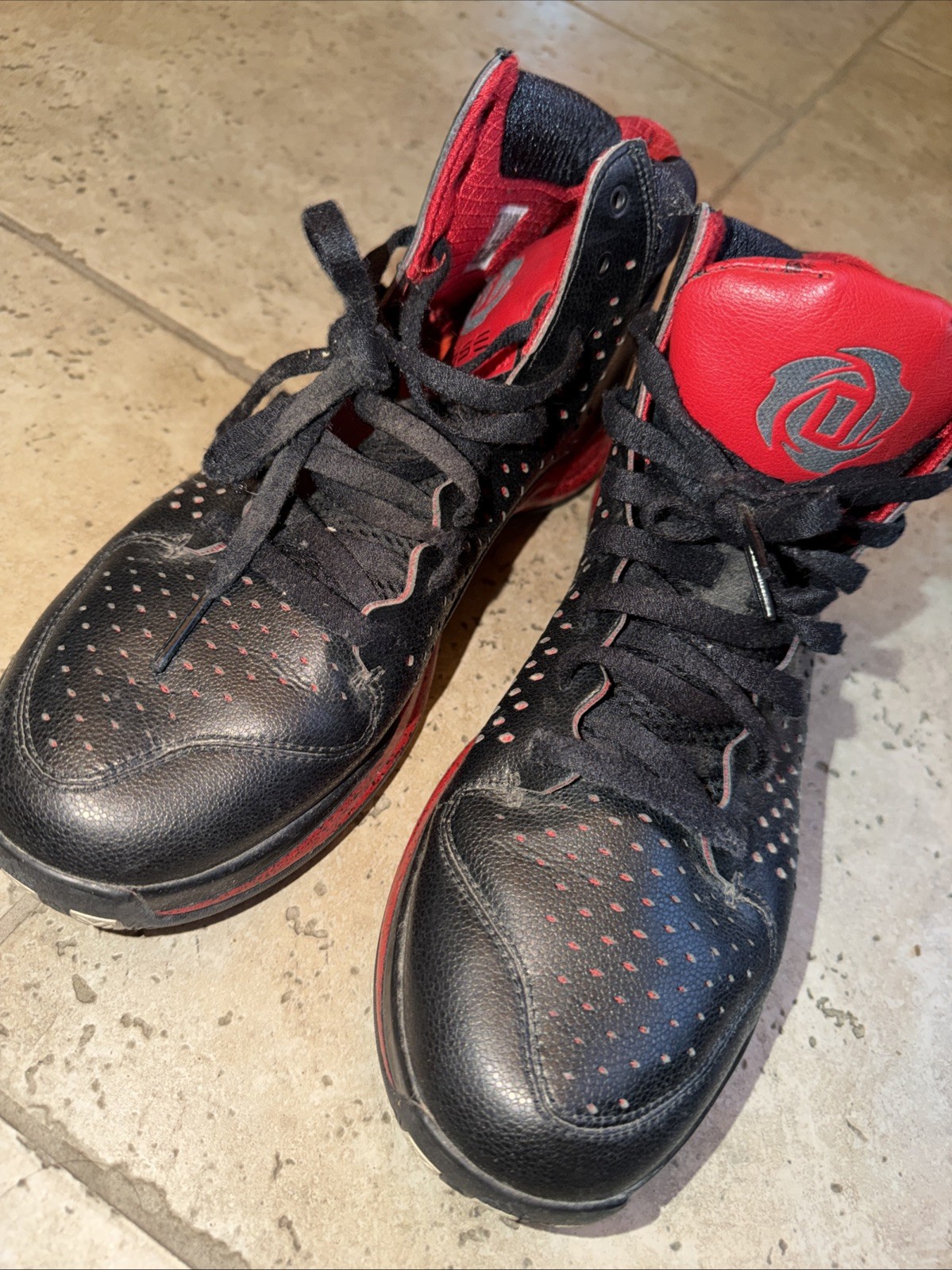 Adidas D Derrick Rose 1 Black Red Scarlet Basketball Shoes