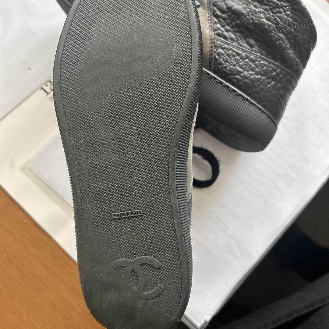 Chanel High-Cut Sneakers Shoes Black Leather Size 36 US About 6 For Women thumbnail 21