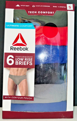 6 Pack Medium Men’s Reebok Low Rise Performance Briefs Size S Contour Pouch