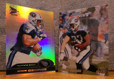 GREAT PAIR OF PICTURES ON FOOTBALL CARD EDDIE GEORGE TENNESSEE TITANS RB # 27