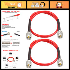 2ft RG8x Jumper Cable 2 Pack, Low Loss PL259 Male to Male Coax Cable, 50 Ohm for