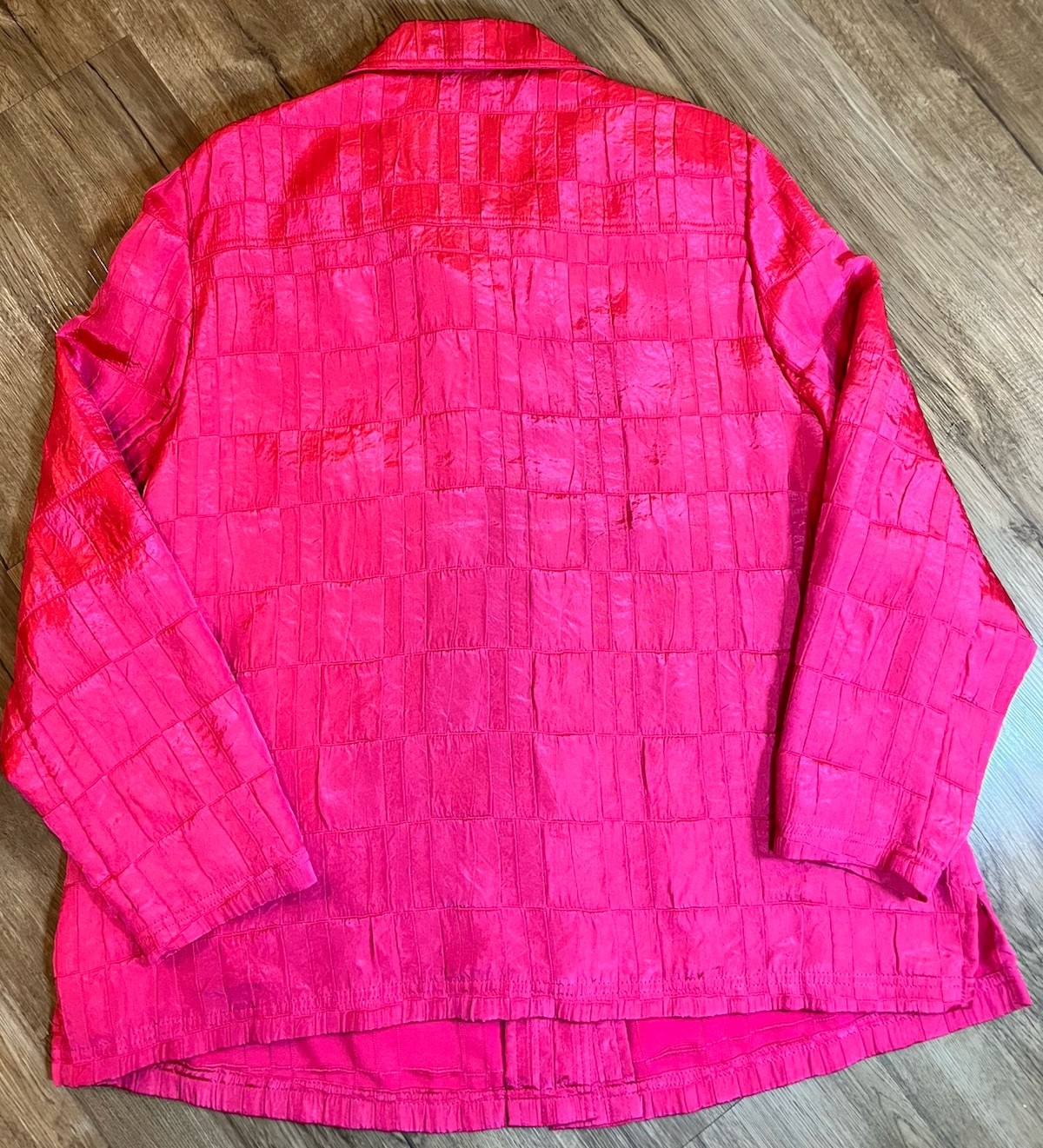 TanJay Pink Geometric Button-Up Collared Blouse L… - image 2