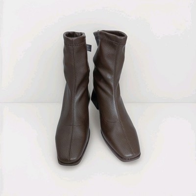 Primark Womens Chocolate Faux Leather Chunky Block Heel Lug  Chelsea Boot Size 7
