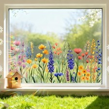 Flower Window Clings 1 Sheet Windows Stickers for Glass Static Window Style3