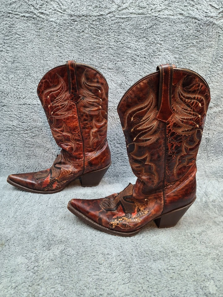 Botas vaqueras STETSON negras con incrustaciones de pitón para mujer TALLA 9 hechas a mano Foto 2 de 4