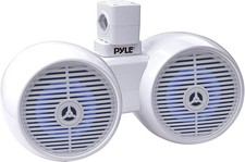 Pyle 6.5" 200 Watt Peak Power 2-Way Marine LED White Tower Speakers Pair 