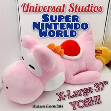 LARGE Yoshi Nintendo World Sleeping Plush Cushion Pillow Pink Universal Epic 38"