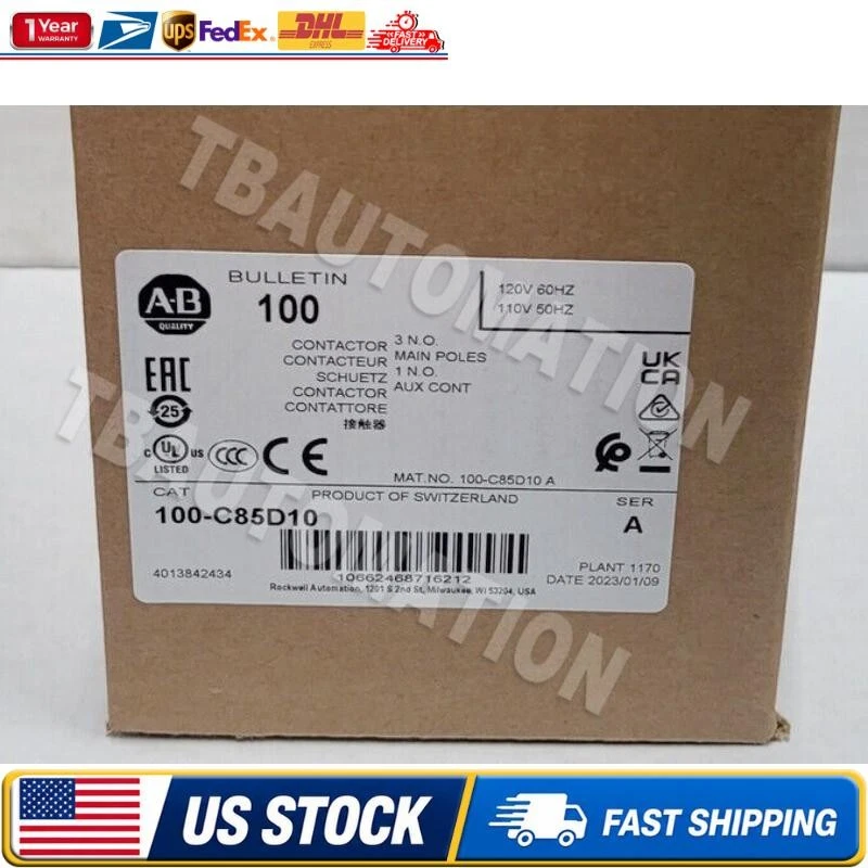 AB 100C85D10 Allen Bradley 100-C85D10 3P 85A 120V Contactor A US Free Tax