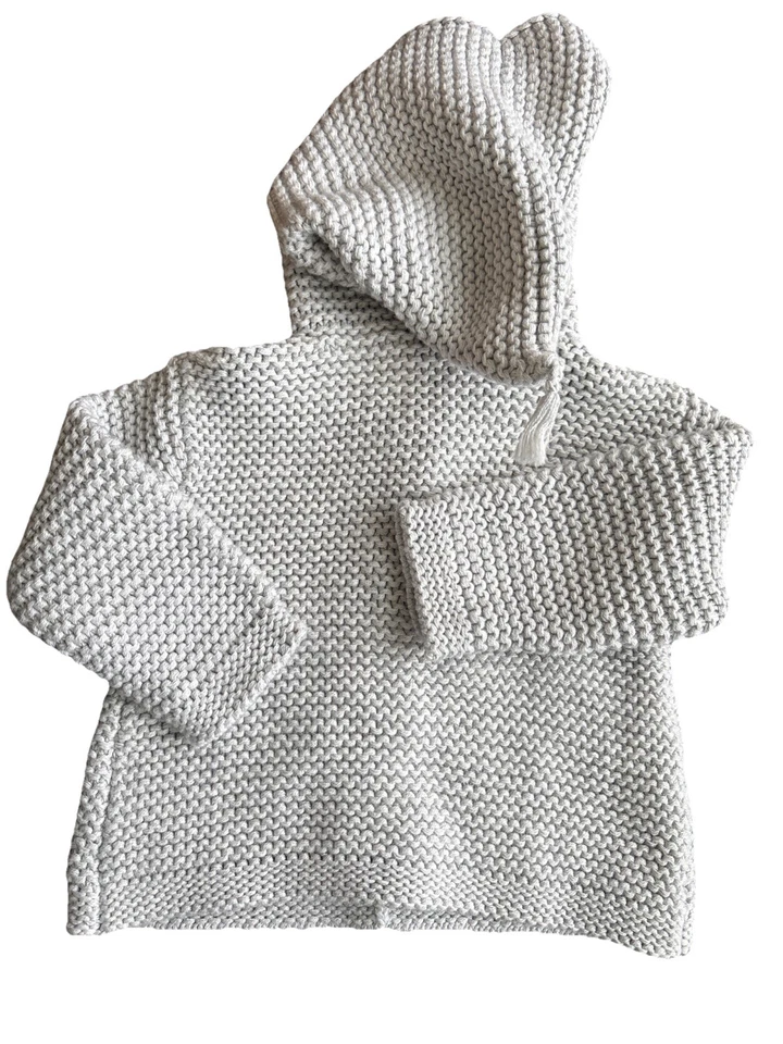 Nuevo con etiquetas Nuevo Nordstrom Bebé Gris Cárdigan con Capucha Suéter Algodón Orgánico 6 Meses Foto 4 de 4