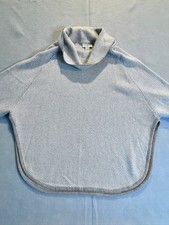 LOFT Outlet Gray  White Herringbone Cowl Neck Poncho Sweater XS/S Coastal GMA