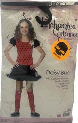 Daisy Bug Child's Girl's Adorable 4 Piece Costume - Red/Black - Small - 4/6