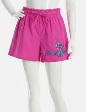 Disney Big Girls Pink Lilo Stitch Embroidered French Terry Shorts Size L 1-14