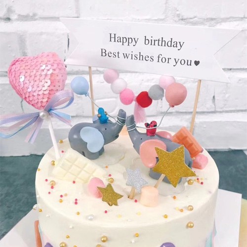 Elephant Statue Birthday Cake Decoration Miniature Elephant Figurines - Picture 3 of 12