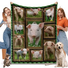 Pig Blanket for Women Men  Kids - Soft Cozy Lightweight Flannel Blankets  T...