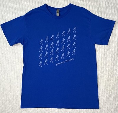 Johnnie Walker Bkue Shirt Scotch Whiskey Promo Graphic Tee Size LG 21  X 30 