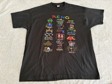 Vintage 1990 Reno Nevada Black Tee Shirt Mens 2XL XXL Made in USA