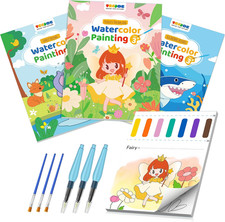 3 Pack Paint with Water Coloring Books for Toddlers, Watercolor Painting Set wit