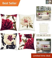 Luxurious Spring Floral Throw Pillow Covers 18x18 Inch Set of 4 - Peony Design