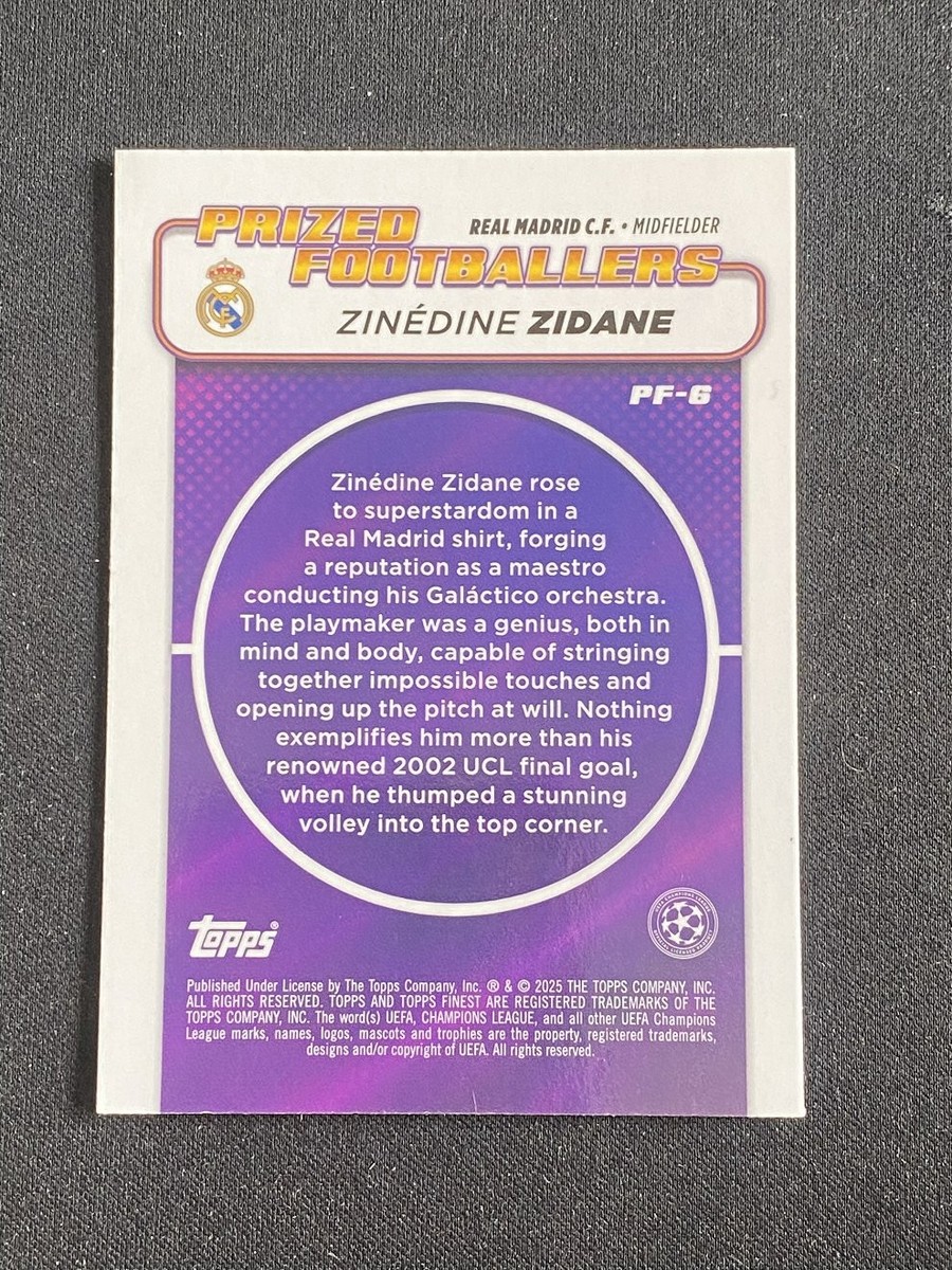 Zinedine Zidane 2024-25 Topps Finest UEFA Real Madrid Prized