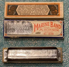 Pre-war M. HOHNER Marine Band HARMONICA No. 1896 Key of D Germany