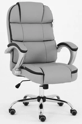 MILLIES DESIGN Grey Executive Office Chair Swivel Plush Office Desk Chair grey with black trim