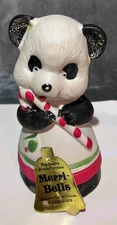 1978 Jasco Merri-Bells Christmas Panda Bell – Bisque Porcelain Taiwan w/ Tag