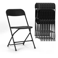 Black Plastic Folding Chair 350 Lbs. Capacity for Events Office Wedding Party, P