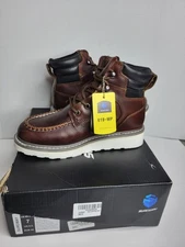 SUREWAY 6" Men's Heavy Duty Leather Soft Toe Work Boots Red Brown Size 7 US