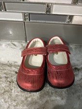 See Kai Run Jane II Girls Toddler Baby Shoes Size 5 Red Metallic Soft Insole
