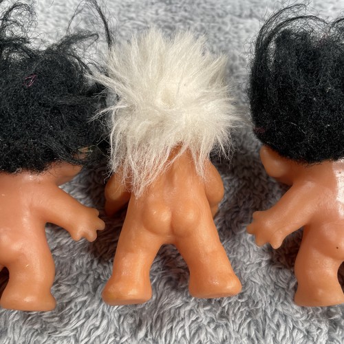 VINTAGE 1984 DAM Trolls Baby Newborns Lot Of 4 White Black Green Hair Red Eye - Picture 14 of 15