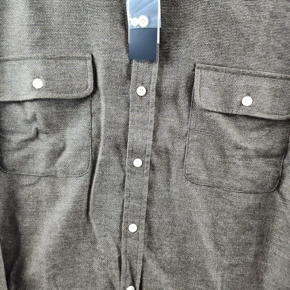 The Men's Store at Bloomingdale's Brushed Button Up Shirt L Brown Flap Pockets - Image 4 of 4