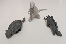MPC Dinosaurs Gray Plastic 1960s Vtg Prehistoric Playset Figures Lot of 3