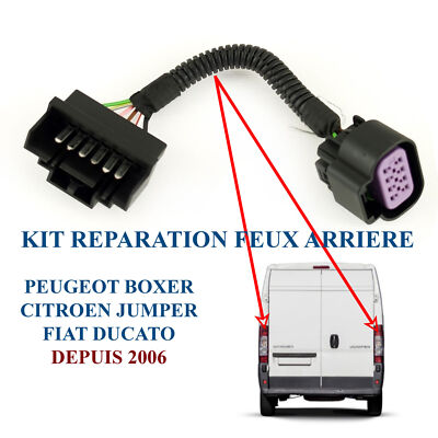 Prise Connectique Pour Feu Arrière - Compatible Jumper III, Ducato III, Boxer III - 6 Fils 140mm