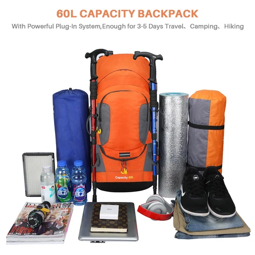 Wasserdichter Rucksack 60L großes Fassungsvermögen Tornister Tasche für Camping Wandern Reisen - Bild 21 von 56