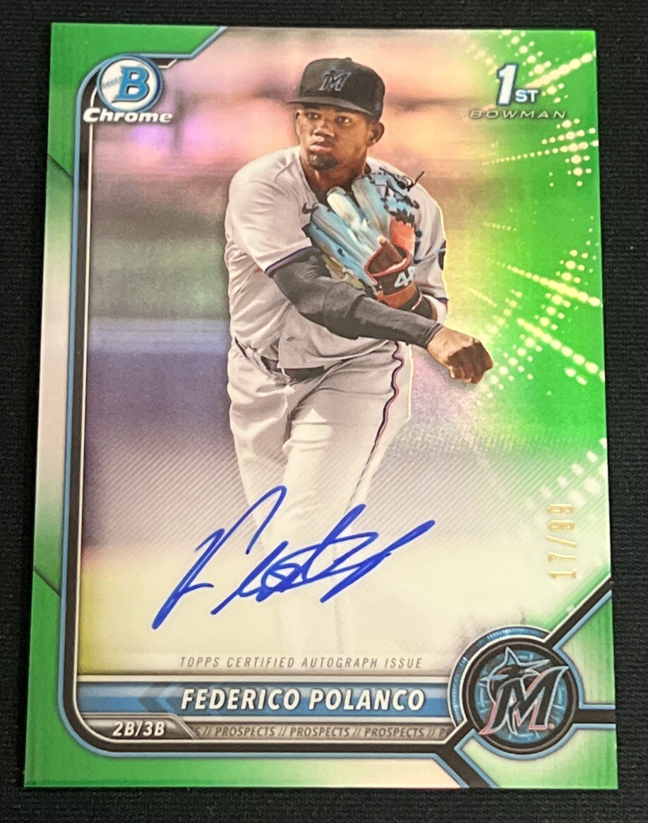 2022 Bowman Chrome Prospect Green Refractor /99 Federico Polanco #CPA-FP Auto
