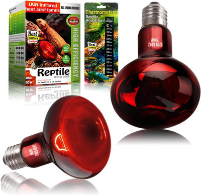2 Pack 50W Reptile Heat Lamp Bulb Infrared Basking Spot Heat Lamp for Reptiles &