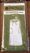 NIP 2 pocket white apron tie string barrista bistro 32" long 28" wide chef works