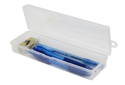 Clear Polypropylene Mini Storage Box with Hinged Lid & Snap Closure -For Pencils