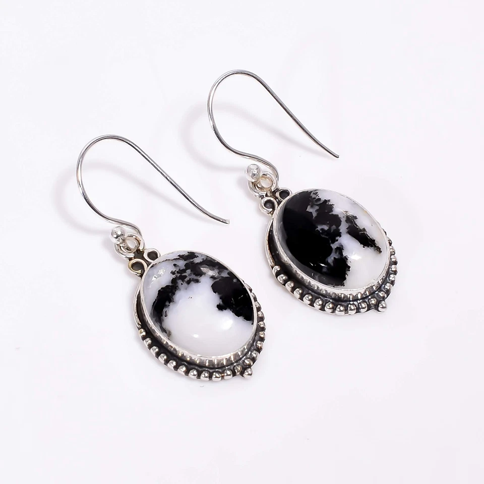 White Buffalo Turquoise Gemstone 925 Sterling Silver Jewelry Earring - Image 2 of 4