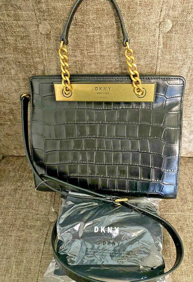 DKNY Cooper Black Leather Doctor Handle w Strap Bag Handbag Purse
