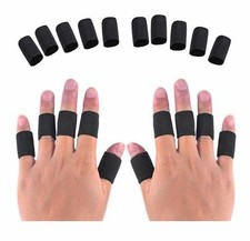 10 x BLACK STRETCHY FINGER PROTECTOR Arthritis Support Sports Aid