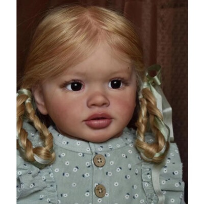 26 Toddler Girl Reborn Baby Doll Vinyl Cloth Body Rooted Hair Handmade Gift