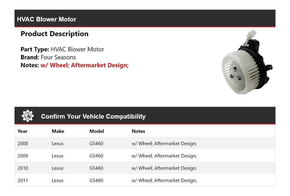 Motor soplador HVAC para Lexus GS460 2008-2011 4 estaciones 2009 2010 Foto 2 de 4