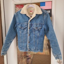 Vintage 90s Levis Denim Trucker Jacket Sherpa Lined 70605-0213 Made In USA