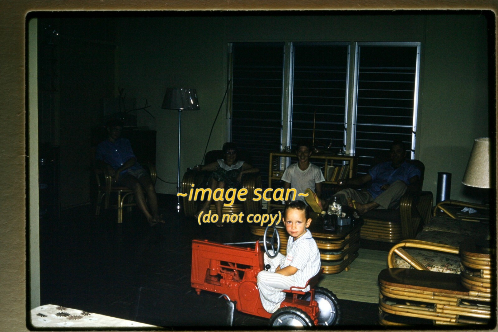 Pedal Tractor in a House in early 1960's, Original Slide f9b