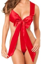 Sexy Women's Costume Lingerie Erotic Cosplay Ribbon Gift Outfit One Size