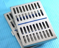 SET OF 2 DENTAL AUTOCLAVE STERILIZATION CASSETTE RACK BOX TRAY FOR 10 INSTRUMENT