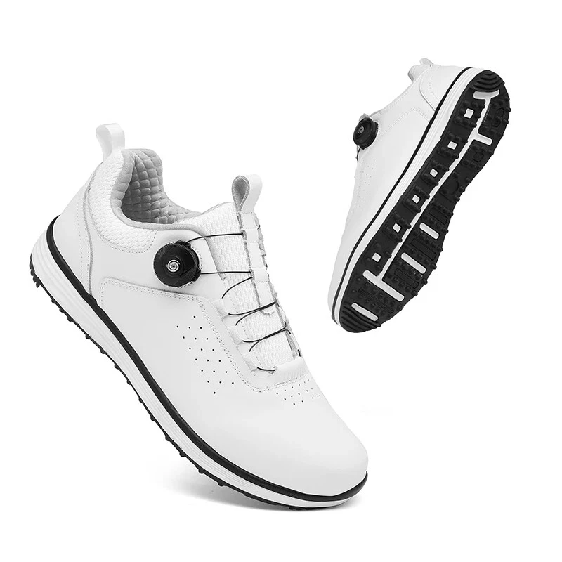 Waterproof Men‘s Golf Sneakers Outdoor Golfing Soft Walking Sport Leather Shoes - Image 2 of 4