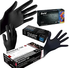 Black Nitrile Exam Gloves - Disposable Latex & Powder Free, Medical Rubber Food