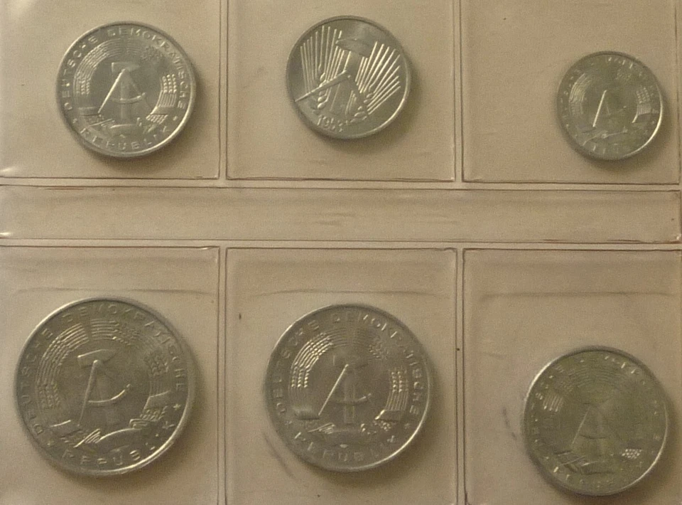 1953 1957 1958 1962 1964 1965 EAST GERMANY DDR - BU UNC TYPE COIN SET (6) - RARE - Image 4 of 4